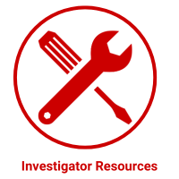 Investigator resources icon with tools inside a circle
