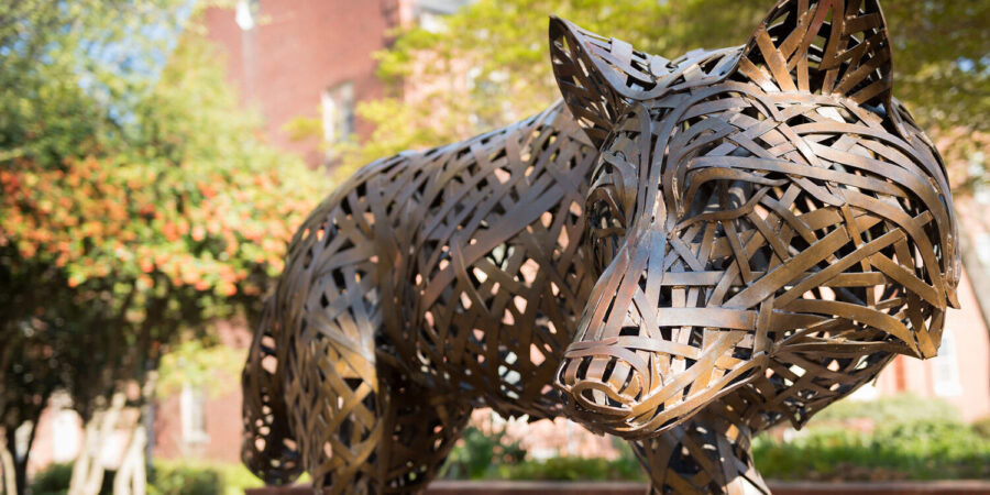 Wolf statue on the NCSU campus