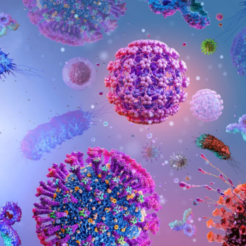 Artistic renderings of molecules, cells, and diseases that are extremely close up.