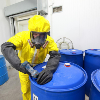 A man handling hazardous materials.