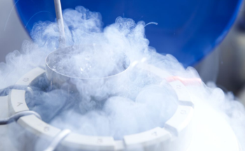 compressed gas coming out of a cryogenic tube.