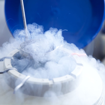 compressed gas coming out of a cryogenic tube.